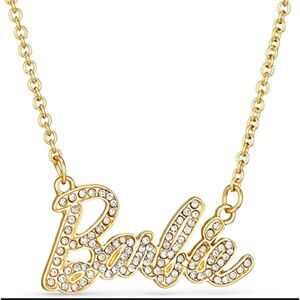 BARBIE Gold Bling Rhinestone Nameplate Necklace